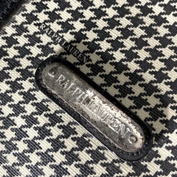 SOLD-Vintage Polo Ralph Lauren Houndstooth Coated Canvas Leather Duffle Bag RARE - Picture 14 of 16